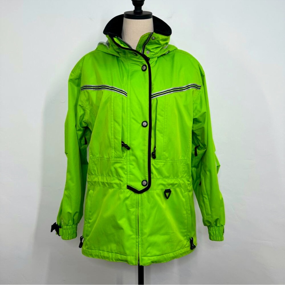 Obermeyer Womens Ski Jacket Sz 10 Neon Green Snowboard Snow Winter Motorcycle
